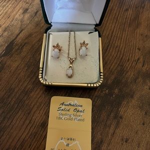 Australian solid opal jewelry set; pineapple shaped. 9” long